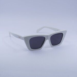 Celine CL40187I 25A Sunglasses White Cat Eye Frame, Grey Lenses